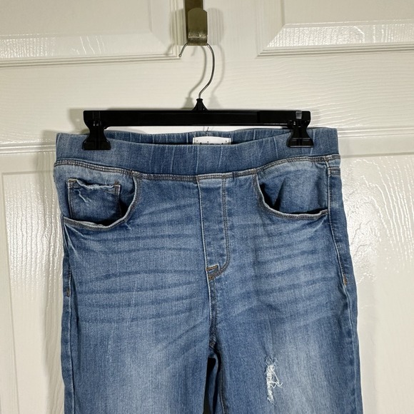 Tricot Pull On Fringe Flare Denim Jeans Light Wash Size M - Picture 3 of 8